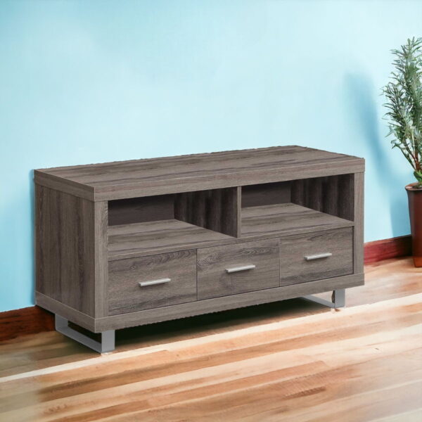 Taupe Cabinet Enclosed Storage TV Stand - Deep