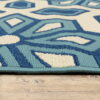 7' X 10' Geometric Stain Resistant Indoor / Outdoor Area Rug - Ivory / Blue - Image 4