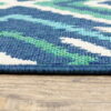 7' X 10' Geometric Stain Resistant Area Rug Outdoor / Indoor - Ivory / Blue - Image 2