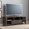 Faux Marble And Manufactured Wood Cabinet Enclosed Storage TV Stand - Dark Gray - Image 4