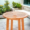 Slat Wood Outdoor Round Bar Table - Natural Eucalyptus - Image 3