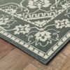 7' X 10' Oriental Stain Resistant Outdoor / Indoor Area Rug - Gray / Ivory - Image 4