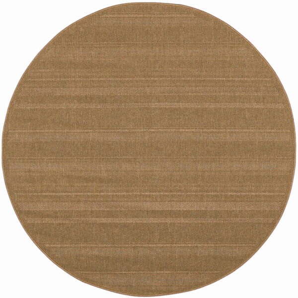 8' X 8' Round Stain Resistant Outdoor / Indoor Area Rug - Tan